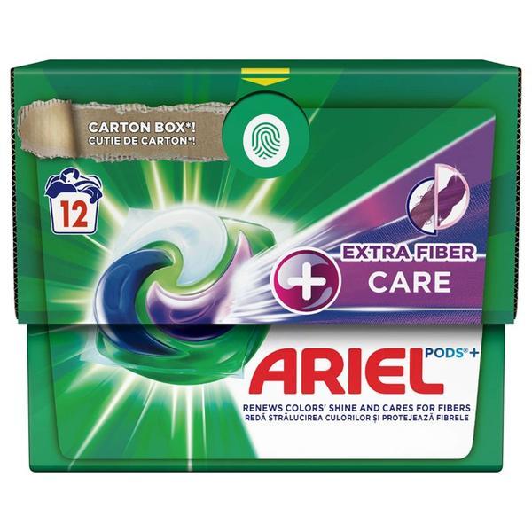 SHORT LIFE - Detergent Automat Gel Capsule pentru Rufe Colorate si Ingrijirea Fibrelor - Ariel Extra Color + Extra Fiber Care, 12 buc
