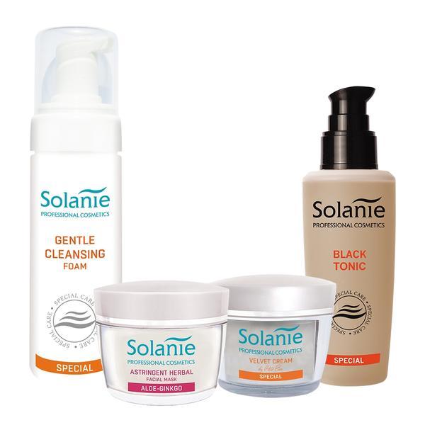 Set pentru ten gras matur - mic - Solanie ( Spuma 200 ml + Lotiune 125 ml + Crema 50 ml + Masca 50 ml )