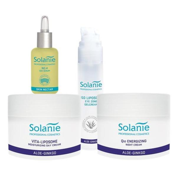 Set AntiAging pentru ten matur, uscat, sensibil - Solanie ( Crema zi 250 ml + Crema noapte 250 ml + Crema gel 50 ml + Ser 30 ml )