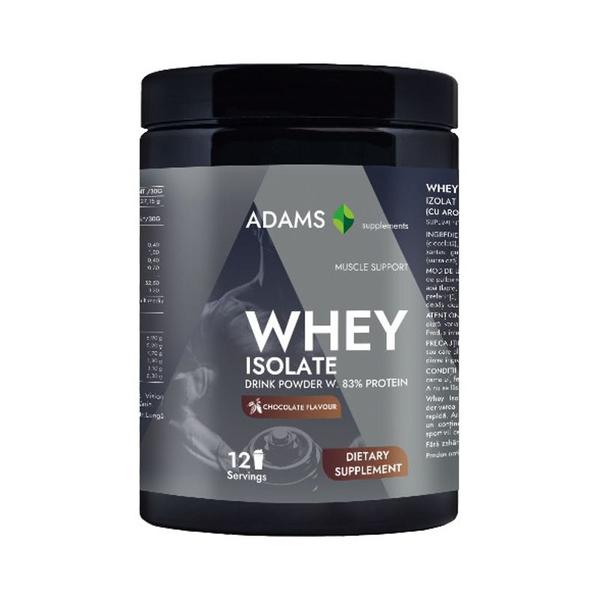 Izolat Proteic din Zer cu Aroma de Ciocolata - Adams Supplements Whey Isolate Protein Chocolate Flavour, 360 g