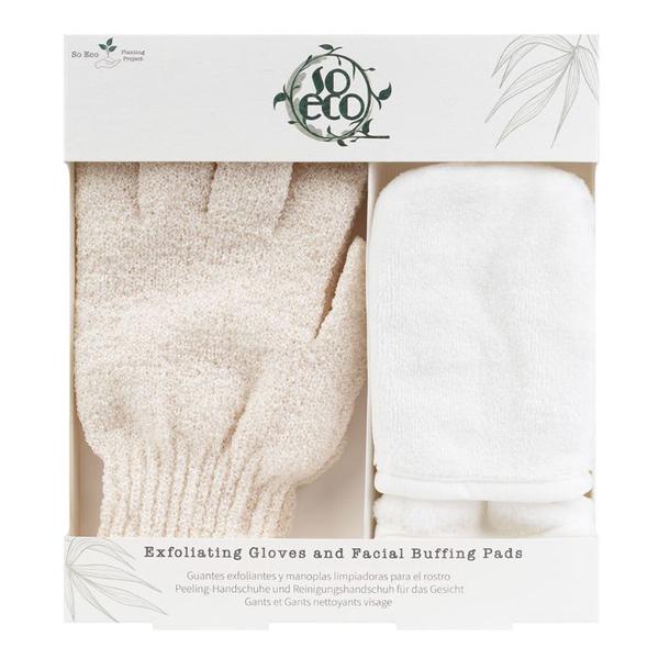 Set Ecologic Manusi Exfoliante si Pernite pentru Curatarea Fetei si Corpului - So Eco Exfoliating Gloves and Facial Buffing Pads, 1 set