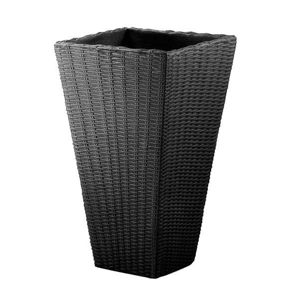 Ghiveci flori fara masca interioara , Aspect modern ratan, plastic, Antracit, 59l L, 40x40x70cm