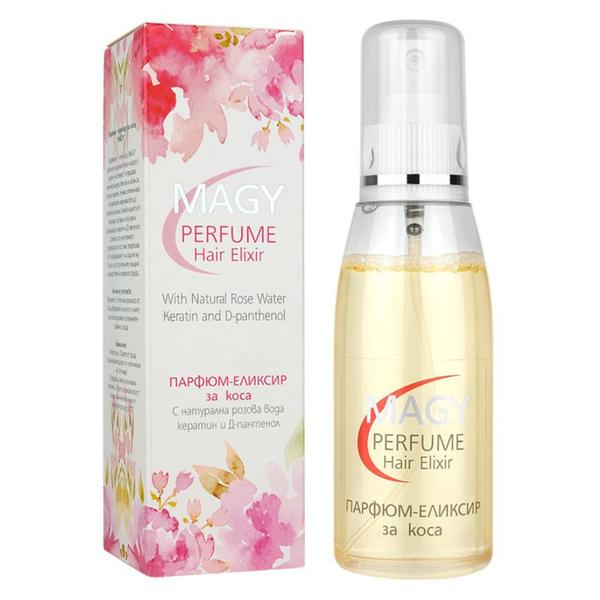 Parfum pentru Par - Magy Perfume Hair Elixir with Natural Rose Water, Keratin and D-panthenol, SuperFinish, 100 ml