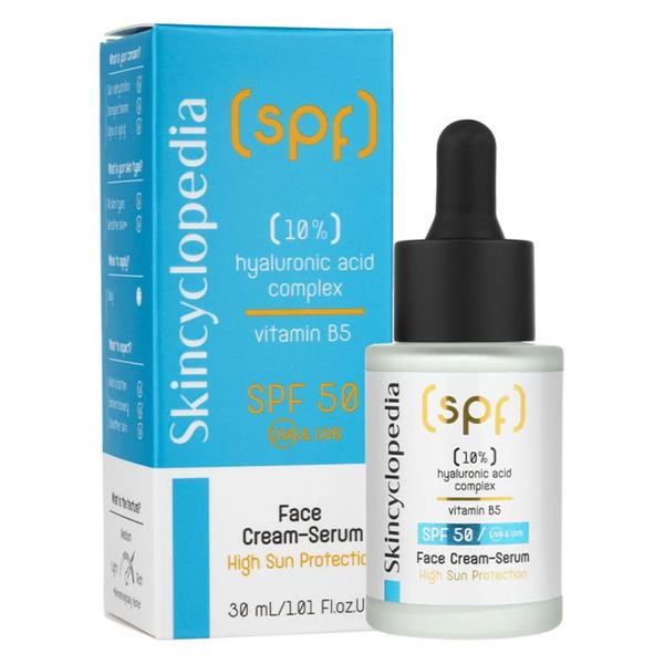 Crema Ser Hidratant pentru Fata cu SPF 50 - Skincyclopedia Face-Cream Serum High Sun Protection, Camco, 30 ml