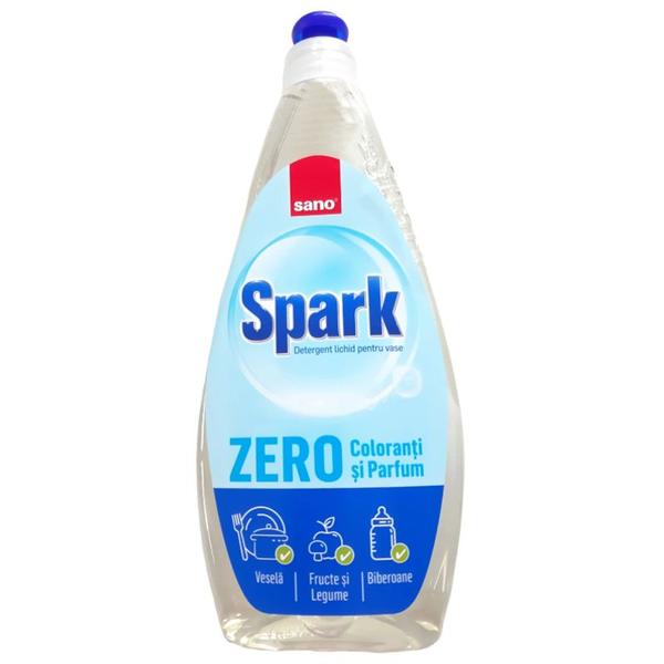 Detergent Lichid pentru Vase Zero Coloranti si Parfum -  Sano Spark Zero, 500 ml