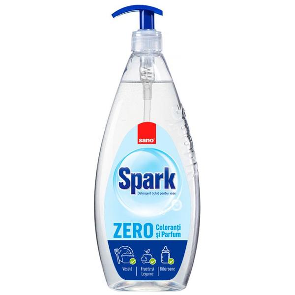 Detergent Lichid pentru Vase Zero Coloranti si Parfum - Sano Spark Zero, 700 ml
