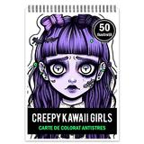 Carte de colorat pentru relaxare si antistres, 50 de ilustratii, Creepy Kawaii Girls, Editura Legendary Print, 106 pagini 