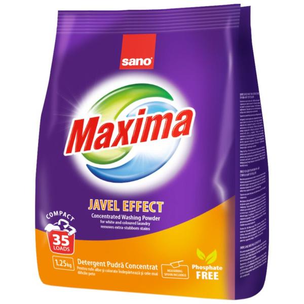 Detergent de Rufe Pudra - Sano Maxima Javel Effect, 1,25 kg