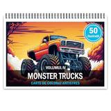 Carte de colorat pentru relaxare si antistres, 50 de ilustratii, Monster Trucks - Volumul IV, 106 pagini