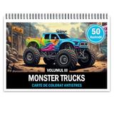 Carte de colorat pentru relaxare si antistres, 50 de ilustratii, Monster Trucks - Volumul III, 106 pagini