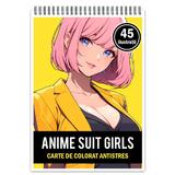 Carte de colorat pentru relaxare si antistres, 45 de ilustratii, Anime Suit Girls, Editura Legendary Print, 106 pagini 