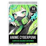 Carte de colorat pentru relaxare si antistres, 50 de ilustratii, Anime Cyberpunk Girls, Editura Legendary Print, 106 pagini 