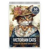 Carte de colorat pentru relaxare si antistres, 50 de ilustratii, Victorian Cats, Editura Legendary Print, 106 pagini 