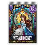 Carte de colorat pentru relaxare si antistres, 50 de ilustratii, Vitralii Disney, Editura Legendary Print, 106 pagini 