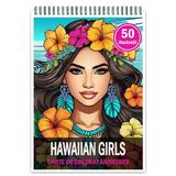 Carte de colorat pentru relaxare si antistres, 50 de ilustratii, Hawaian Girls, Editura Legendary Print, 106 pagini 