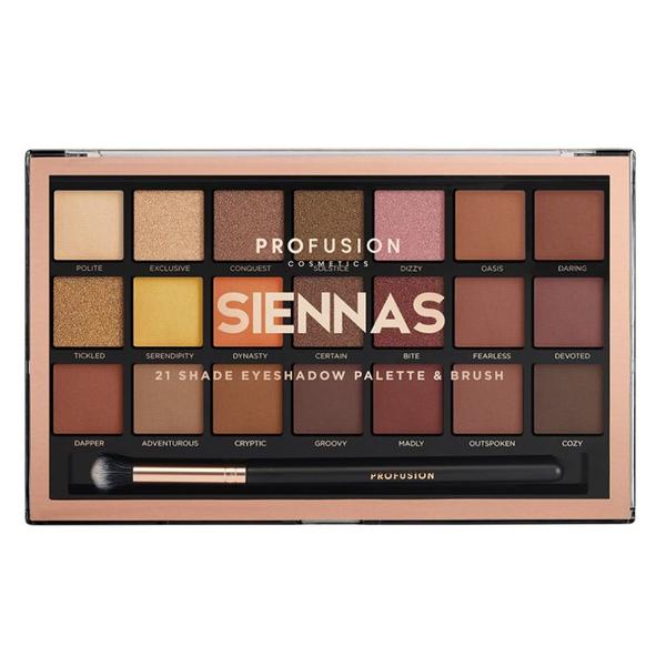 Paleta Farduri, 21 Nuante si 1 Pensula - Profusion Cosmetics Siennas, 245 g