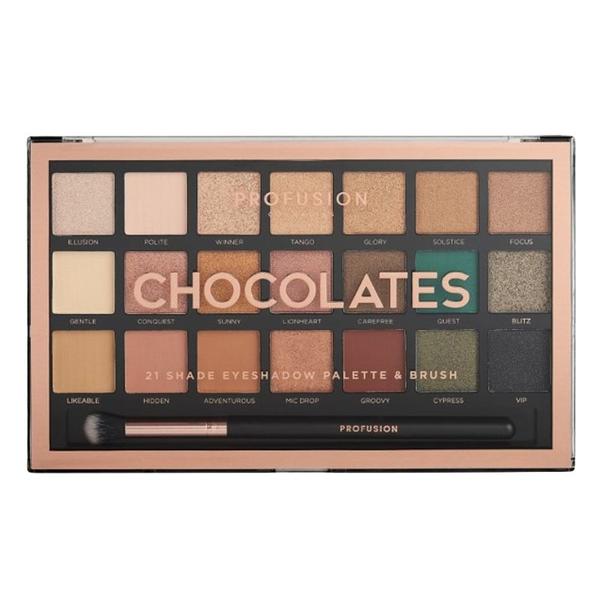 Paleta Farduri, 21 Nuante si 1 Pensula - Profusion Cosmetics Chocolates, 245 g