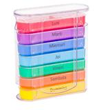 Organizator medicamente saptamanal x 4 casete colorate pentru fiecare zi, in cutie transparenta