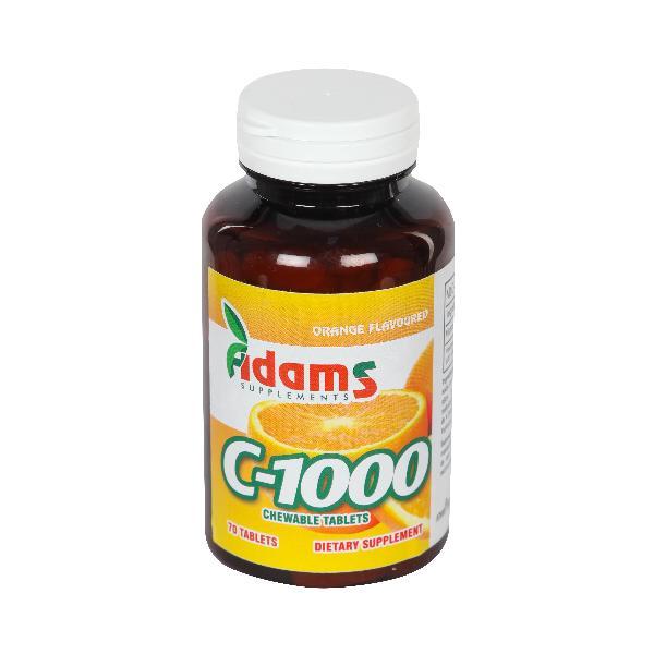 SHORT LIFE - Vitamina C-1000 Masticabila cu aroma de Portocale Adams Supplements, 70 tablete