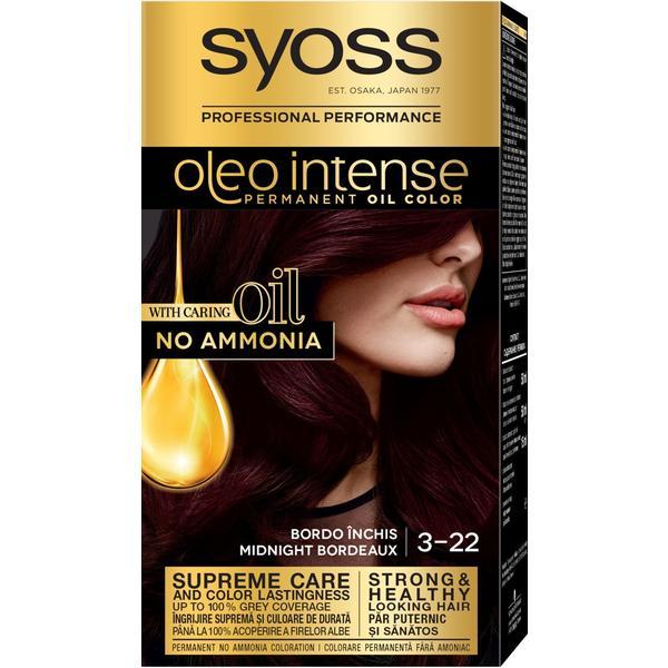 SHORT LIFE - Vopsea de Par Demi-permanenta - Syoss Professional Performance Oleo Intense Permanent Oil Color, nuanta 3-22 Bordo Inchis