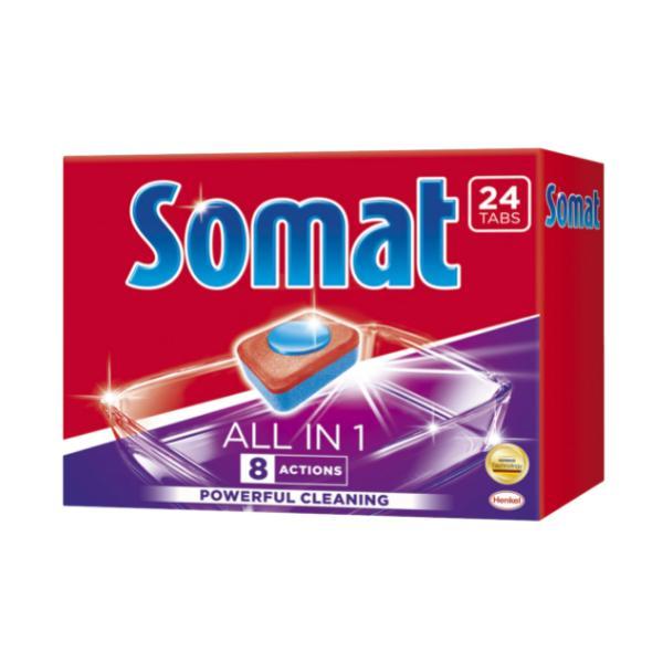 SHORT LIFE - Detergent Tablete pentru Masina de Spalat Vase - Somat All in 1, 8 Actions Powerful Cleaning, 24 buc