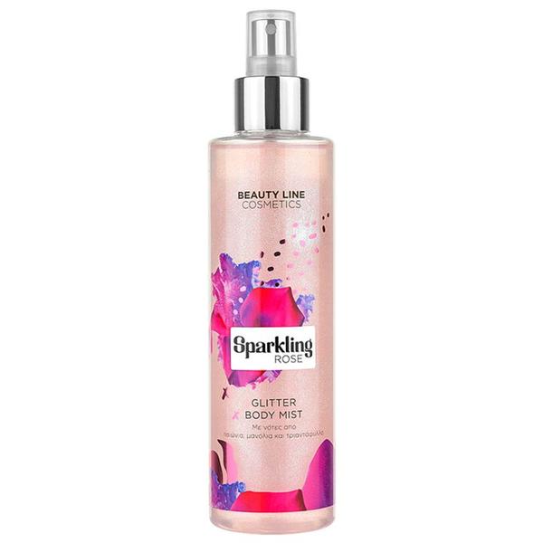 Spray de Corp cu Particule Stralucitoare - Cream Team Sparkling Rose Glitter Body Mist, 200 ml