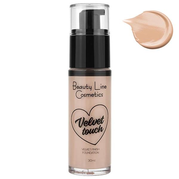 Fond de Ten Lichid - Cream Team Velvet Touch Finish Foundation Beauty Line Cosmetics, nuanta BL44 012 Nr. 02 Sand, 30 ml