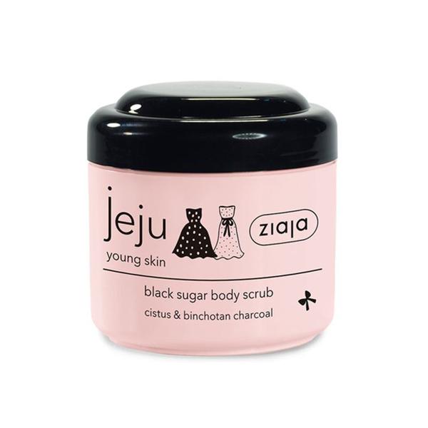 Scrub cu Zahar si Carbune pentru Corp - Ziaja Jeju Pink Young Skin Black Sugar Body Scrub, 200 ml