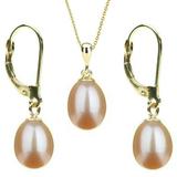 Set Aur 14k si Perle Naturale Teardrops Crem, Kaskadda