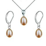 Set Argint 925 si Perle Naturale Teardrops Crem, Kaskadda