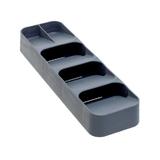 Organizator compact pentru tacamuri cu 5 compartimente, gri deschis, 39×11.2×5.2 cm