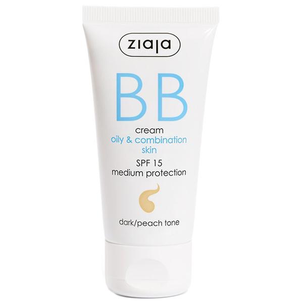 Crema BB pentru Tenul Gras/ Mixt - Ziaja BB Cream Oily & Combination Skin, SPF 15, nuanta Dark/ Peach, 50 ml