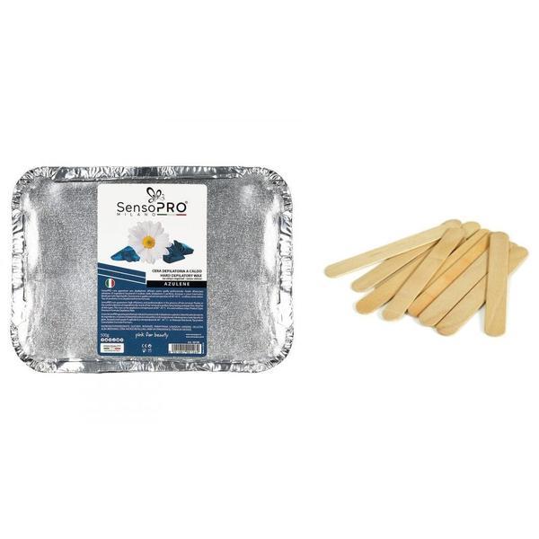 CADOU 50 buc. spatule mari + Ceara Epilat traditionala cu Azulene SensoPro Milano, 500 g