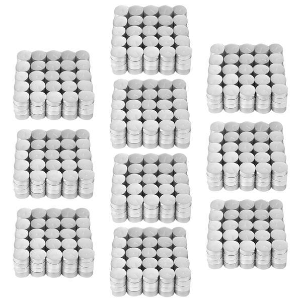 Set 1000 Lumanari Tip Pastila Teno®, din ceara, inodore, timp de ardere 3 ore, 3.6 x 0.8 cm, alb