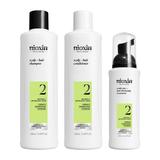 Set Produse Profesionale de Par Impotriva Ruperii pentru Par Natural Afectat de Subtiere Avansata - Nioxin System 2 Kit, 150 ml + 150 ml + 40 ml