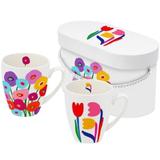 Set Cani pentru Ceai, Cafea si Cutie Eleganta din Ambalaj Premium Lalele