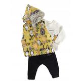 Set compleu haine copii,format din bluza, vesta si pantaloni - Model Yellow cats, marime 86