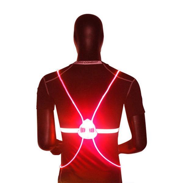 Vesta de siguranta cu Led, reflectorizanta, pentru alergat, mers pe bicicleta sau alte activitati pe timp de noapte, protectie impotriva accidentelor, dimensiune universala - Rosu