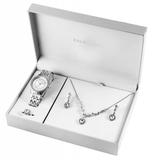 Set Excellanc pentru femei cu ceas, colier, inel si cercei Swarovski Hearts Silver