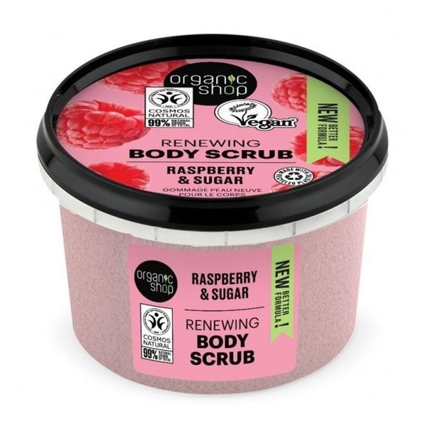 Scrub de Corp Delicios cu Zahar si Zmeura - Organic Shop Renewing Body Scrub Raspberry & Sugar, 250 ml