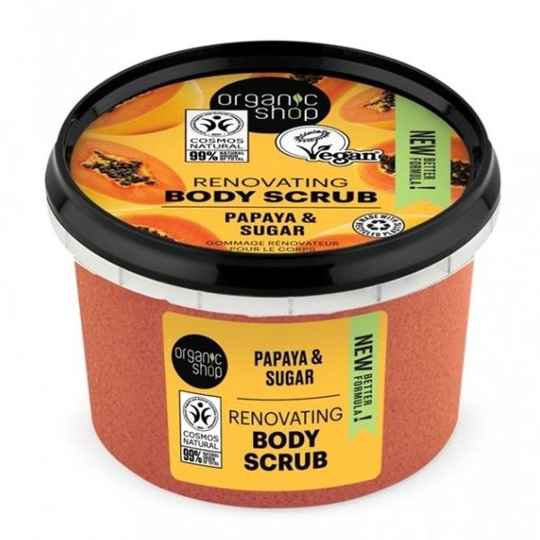 Scrub de Corp Delicios cu Zahar si Papaya - Organic Shop Renovating Body Scrub Papaya & Sugar, 250 ml