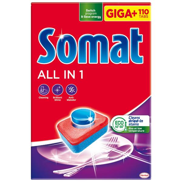 Detergent Tablete pentru Masina de Spalat Vase - Somat All in 1, 110 buc