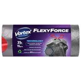 Saci de Gunoi cu Sistem de Legare - Vortex FlexyForce, 35 l, 15 buc