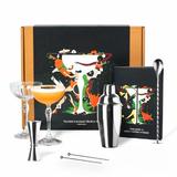 Set cadou pentru bauturi Cocktail Silver 7 piese - Shaker Cocktail din otel inoxidabil - 2 Pahare Martini Coupe