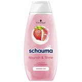 Sampon cu Extract de Capsuni si Lapte de Migdale, pentru Par Deteriorat - Schwarzkopf Schauma Nourish & Shine, 400 ml