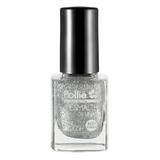 Lac de unghii colorat Gri Purpurina Plata Nail Polish Pollie, oja clasica cu sclipici, 12 ml