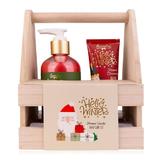 Set cadou craciun in cutie din lemn pentru ingrijire maini Hello Winter, Gel sapun 240ml, Crema pentru maini 60ml 