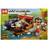 Set de constructie Minecraft My World - Atacul Rechinului, 450 piese tip lego