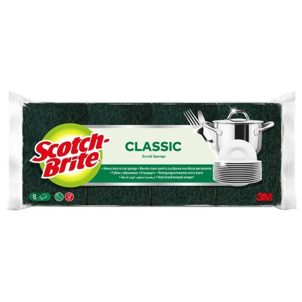 Bureti Clasici pentru Vase Curatenie Puternica - 3M Scotch Brite Classic Scrub Sponge, 8 buc