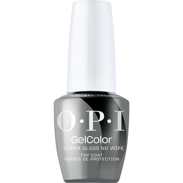 Top Coat pentru Lacul de Unghii Semipermanent Vegan si Hema-Free - OPI Gel Color Super Gloss No Wipe Top Coat, 15 ml